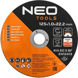 Discos de corte de metal/inox 125 x 1.0 x 22.2 mm, 41 A60-S-BF, 100 piezas, cubo