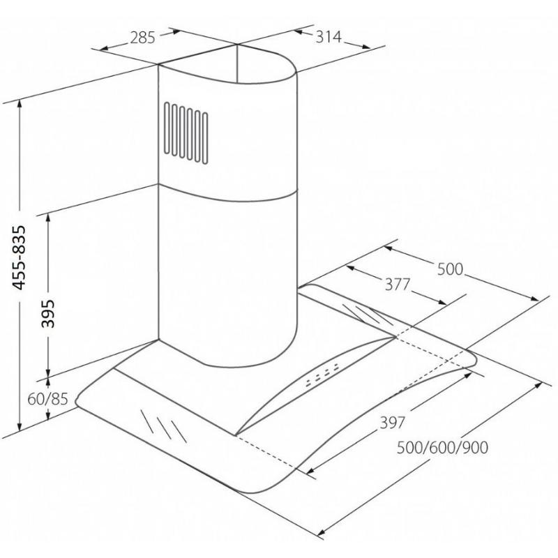 Campana de chimenea Akpo WK-4 Largo Eco 60 Montaje en la pared Negro