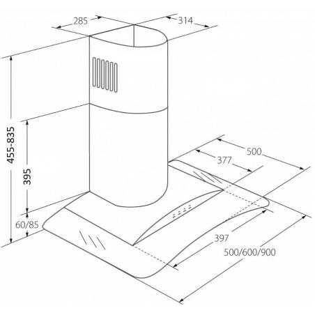 Campana de chimenea Akpo WK-4 Largo Eco 60 Montaje en la pared Negro