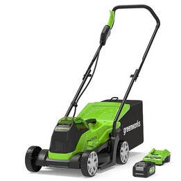 Greenworks GD24LM33K4 33cm Cordless Lawn Mower - 2516107UB - Charger + 4Ah Battery Kit