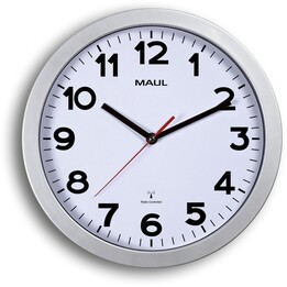 MAUL radio wall clock MAULstep Ø 30 cm silver