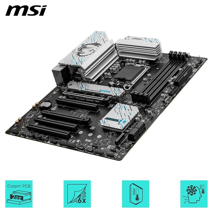 Msi B760 Gaming Plus Wifi Ddr4-Board, Intel, 1700, B760, 4DDR4, 192 GB, HDMI+DP, 4SATA+2M.2,6USB 3.2,2,5GB+Wifi6e+BT5.3,ATX