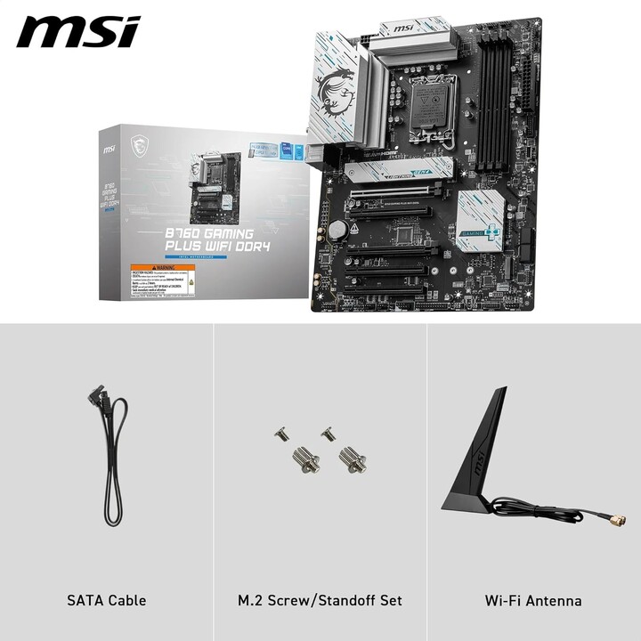 Placa Msi B760 Gaming Plus Wifi Ddr4,intel,1700,b760,4ddr4,192gb,hdmi+dp,4sata+2m.2,6usb 3.2,2.5gb+wifi6e+bt5.3,atx