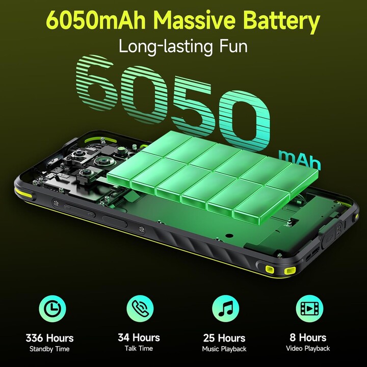 Ulefone Armor X31 Pro 5G, teléfono resistente, 16GB+256GB, Android 14, 6.56, 120Hz, 64MP+25MP+Cámara de 16MP, 6050 mAh, verde
