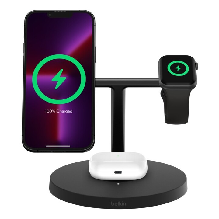 Cuffie Belkin BoostCharge Pro, Smartphone, Smartwatch Nero Caricabatterie wireless USB Ricarica rapida per interni