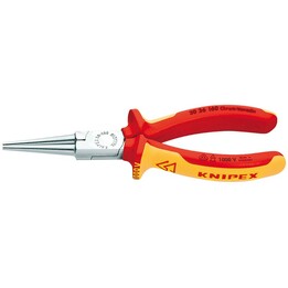 Pinza a naso lungo, lunghezza 160 mm, impugnature multi-componente cromate di superficie