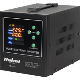 Rebel Power-800-LFP4-inversor con onda sinusoidal pura y función de carga 12V 230V 800VA/500W