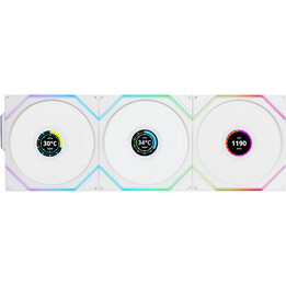 Lian Li Uni Fan TL120 Wireless LCD ARGB Reverse Blade 120mm Triple Pack Blanco