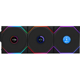 Lian Li Uni Fan TL120 Wireless LCD ARGB Reverse Blade 120mm Triple Pack Black