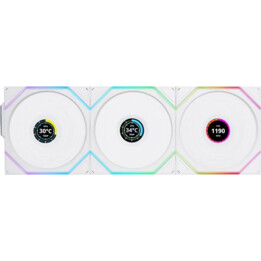 Lian Li Uni Fan TL120 LCD sem fio ARGB 120 mm pacote triplo branco