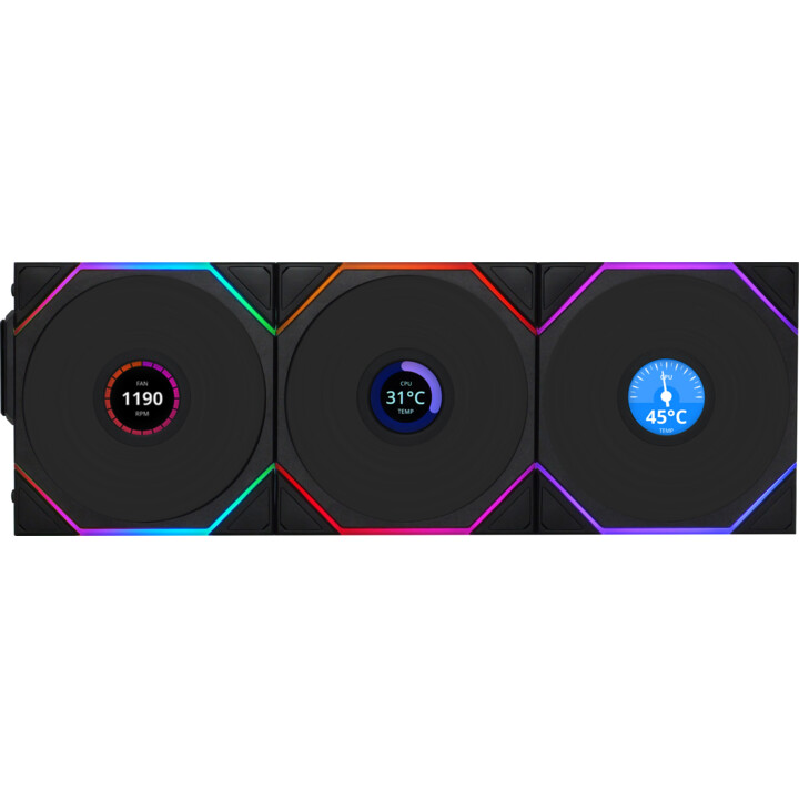 Lian Li Uni Fan TL120 Wireless LCD ARGB 120mm Triple Pack Negro