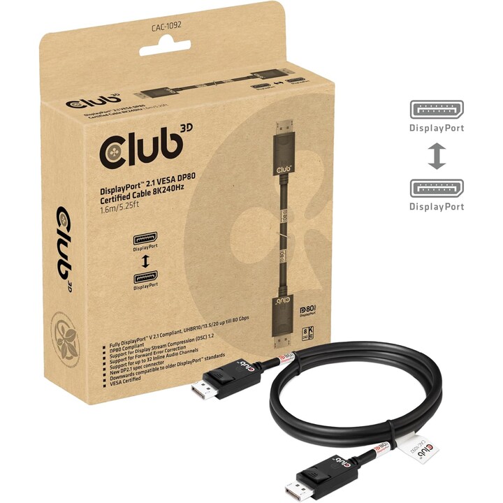 CABLE DP TO DP 1.6M/M/M CAC-1092 CLUB3D
