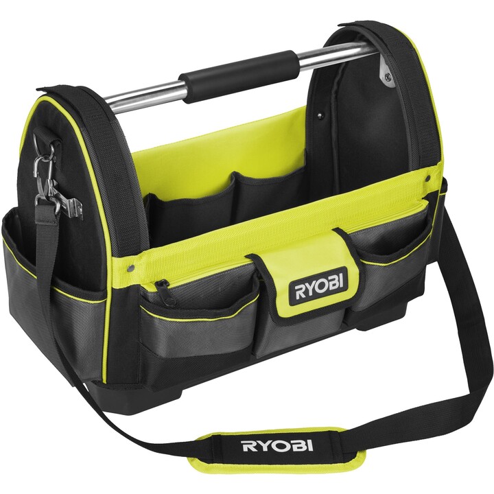 Ryobi RSS LOT1 open tool bag 38 L with professional storage and organization, Green