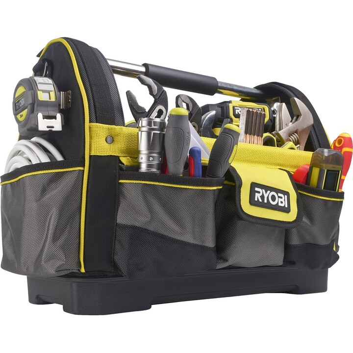 Ryobi RSS LOT1 open tool bag 38 L with professional storage and organization, Green