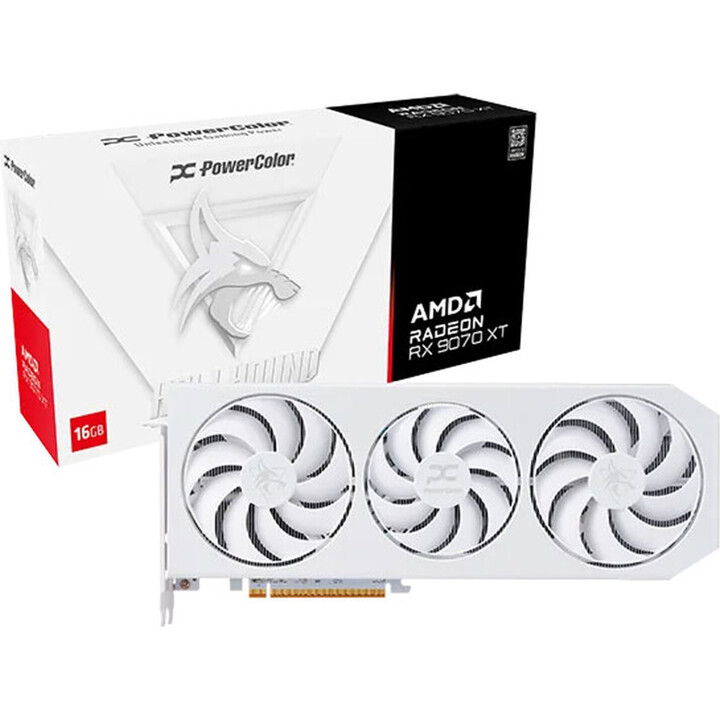 Scheda grafica Powercolor Hellhound Spectral AMD Radeon RX 9070 XT bianca 16GB GDDR6