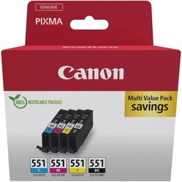 Cartouches d´encre d´origine Canon CLI-551 (multipack) : cyan, magenta, jaune et noir