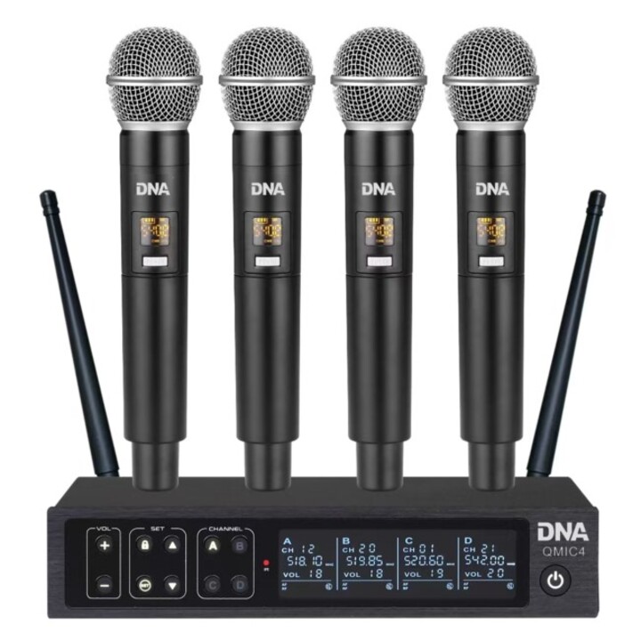 DNA QMIC4 wireless microphone with 4 handheld transmitters