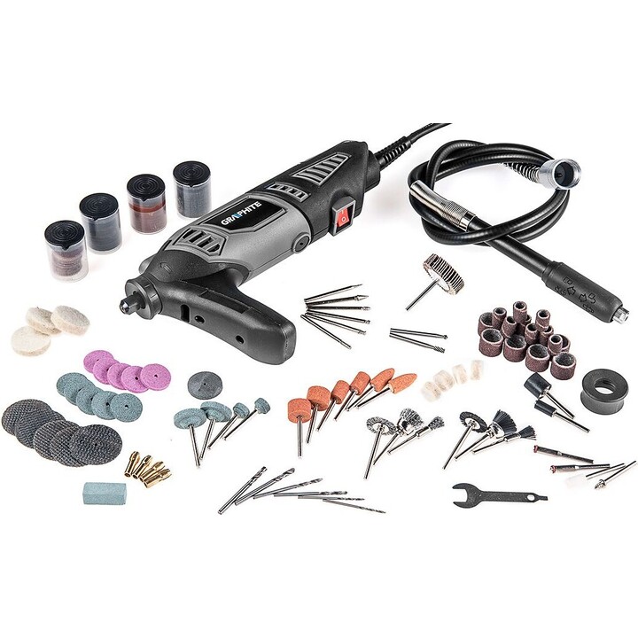 MINI GRINDER 170W, vitesse 8000-35000 R.P.M., Speed ​​Display, boîte en plastique avec arbre et accessoires flexibles 190 pièces