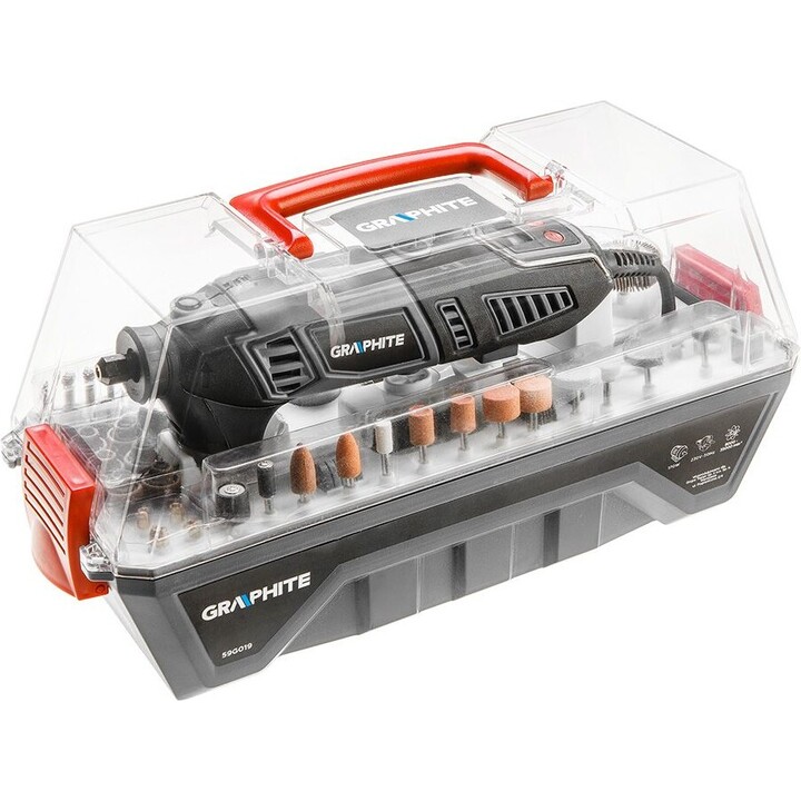 MINI GRINDER 170W, vitesse 8000-35000 R.P.M., Speed ​​Display, boîte en plastique avec arbre et accessoires flexibles 190 pièces