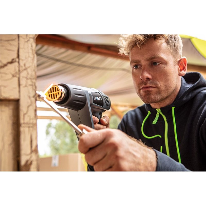 Pistola de aire caliente 2000W, temp. I:50C, II: 350C, III: 550C, caudal de aire I:150, II:300, III:500 l/min en BMC 