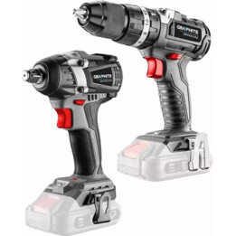 Conjunto Graphite E+, chave de impacto 58G028 e berbequim 58GS003, kit combinado sem fios de 18V, cinzento