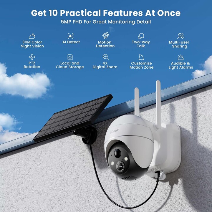 ieGeek ZS-GX4S 5MP/QHD IP65 WiFi Solar Branco para Exterior