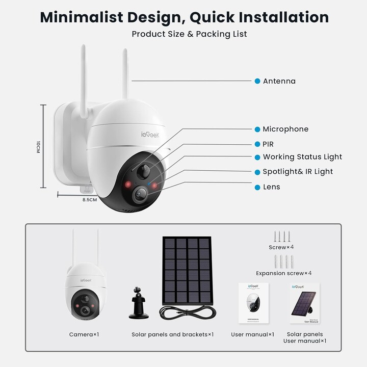 ieGeek ZS-GX4S 5MP/QHD IP65 WiFi Solar Branco para Exterior