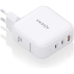 Cargador Gan de Pared Aisens ASCH-140W3P030-W/ 2xUSB Tipo-C/ 1xUSB/ 140W