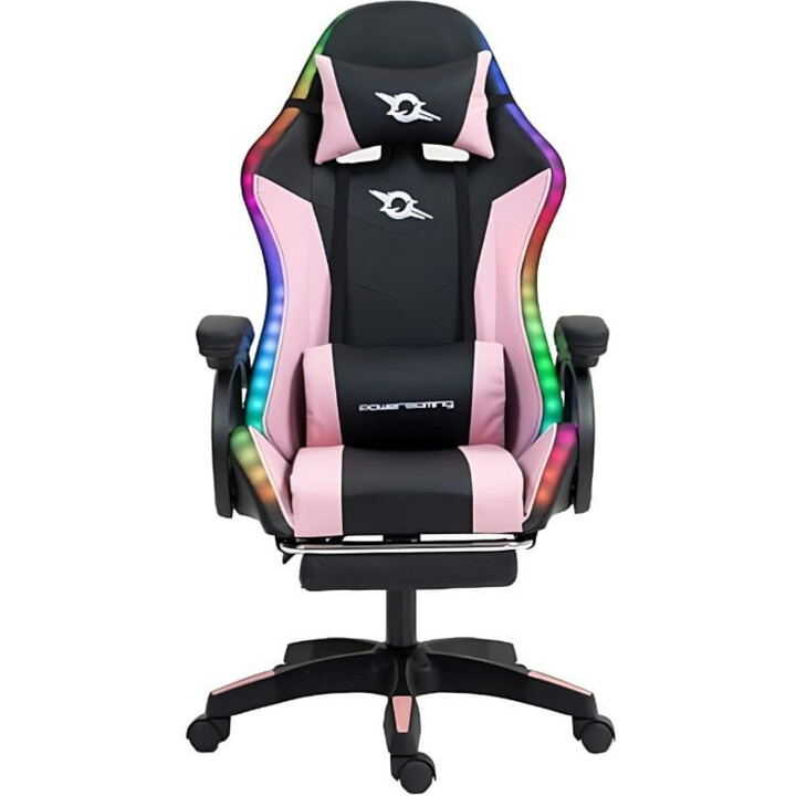 PowerGaming LED RGB Silla Reposapiés Negro+Rosa