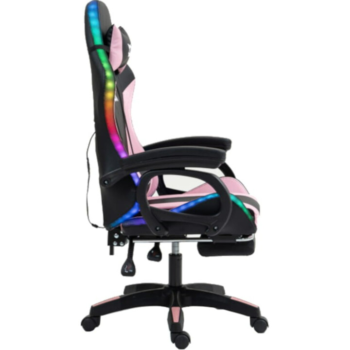 PowerGaming LED RGB Silla Reposapiés Negro+Rosa