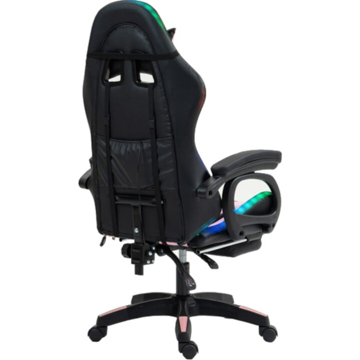 PowerGaming LED RGB Silla Reposapiés Negro+Rosa