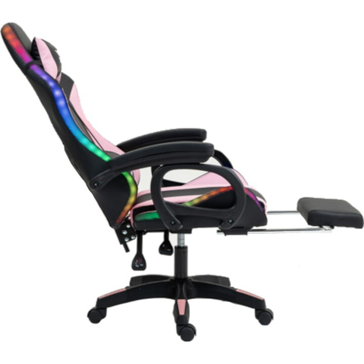 PowerGaming LED RGB Silla Reposapiés Negro+Rosa