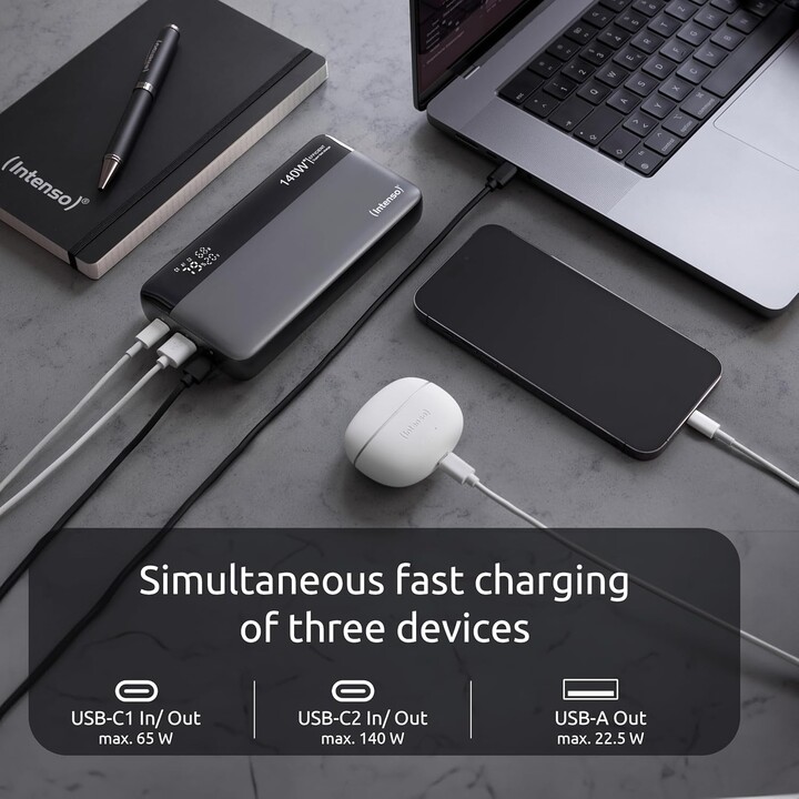 INTENSO HE25000 power bank 25000 mAh 140 W grigio/nero