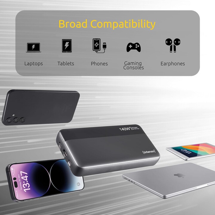 INTENSO HE25000 power bank 25000 mAh 140 W grigio/nero