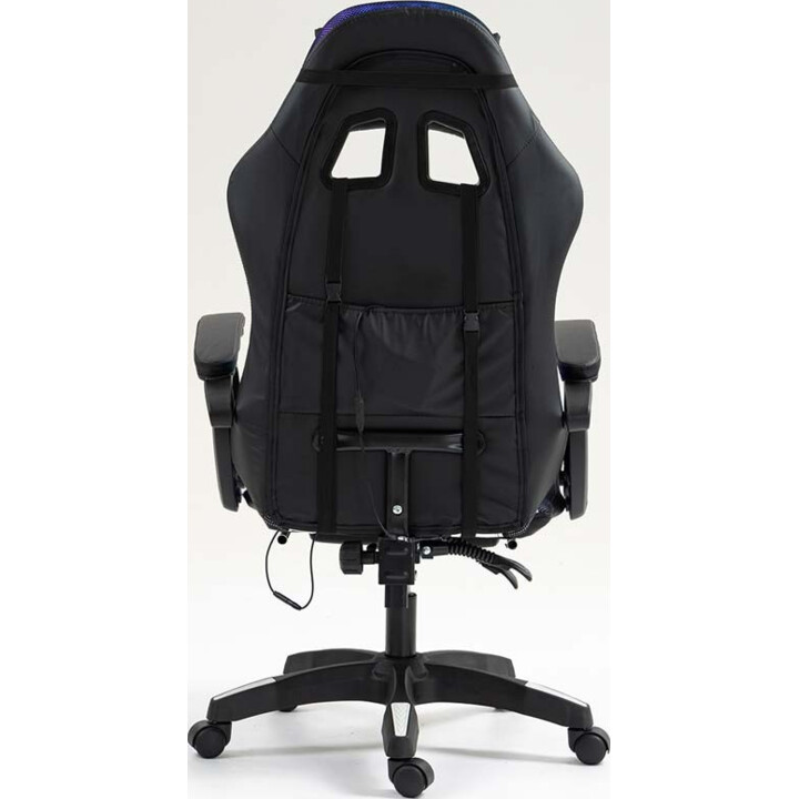 PowerGaming LED RGB-Silla 7-Punkt-Massage-Reposapiés Schwarz+Weiß
