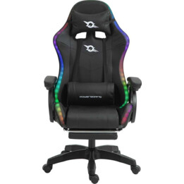 PowerGaming LED RGB-Silla Altavoz Masaje Reposapiés Negro