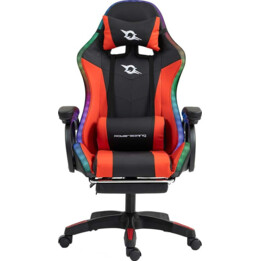 PowerGaming LED RGB Chair with Bluetooth Speaker, Massage and Footrest Black+Red