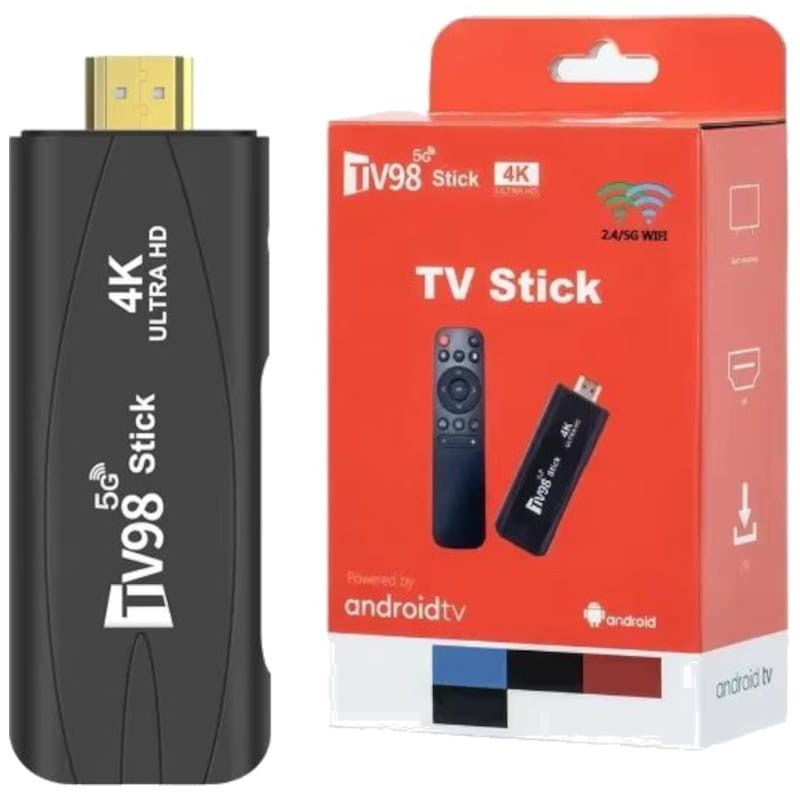 TV98 Stick 4K 1GB/8GB WIFI Dual Android 14 Black - Android TV