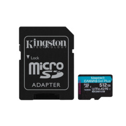 Carte MicroSDXC Kingston Technology Canvas Go Plus Gen4 512 Go, 200 Mbit/s, A2 U3 V30 et adaptateur