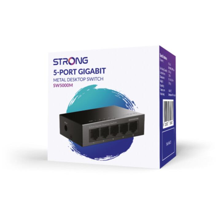 Strong SW5000M 5-Port-Gigabit-Metallswitch Schwarz