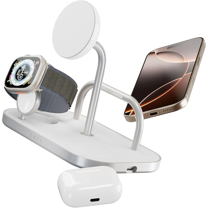 Zens 4-en-1 Chargeur sans fil blanc
