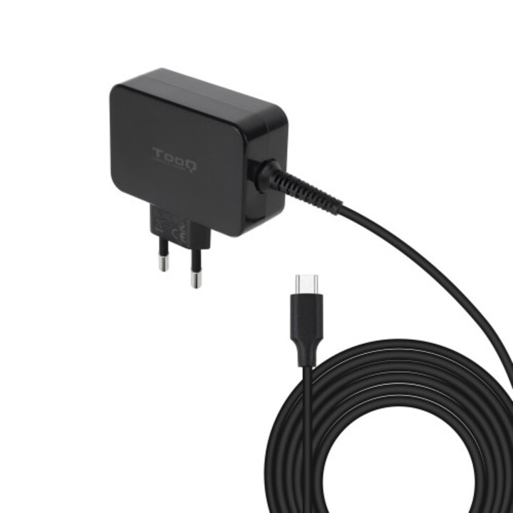 Tooq Cargador De Portátil Gan Usb-c Pd 45w, Negro
