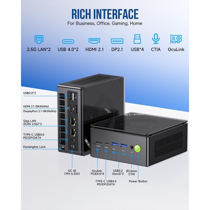 GMKtec NucBox K8 Plus Ryzen 7 8845HS/16GB/512GB/W11 Preto