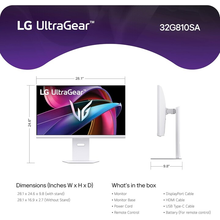 LG 32G810SA-W.AEU 32 Zoll 4K Ultra HD LED PC-Monitor – Schwarz