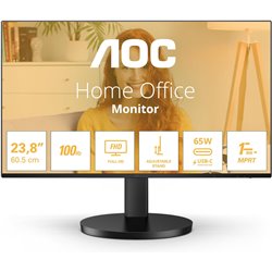 24 \ "Monitor AOC Full HD, altavoz, altura ajustable (1920 x 1080, 100 Hz, HDMI, USB-C, negro