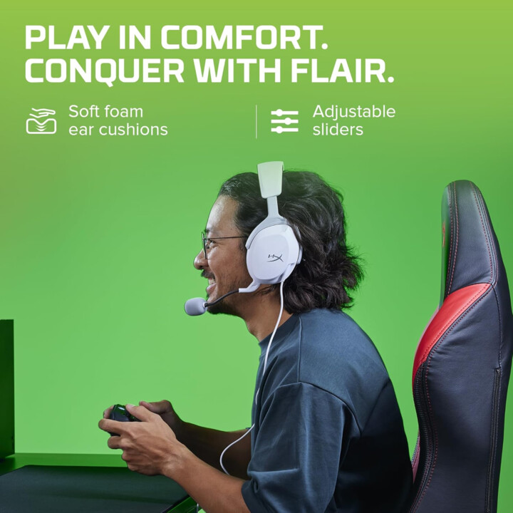 Hyperx Cloudx Stinger 2 Core Gaming Headset com drivers de 40 mm, branco