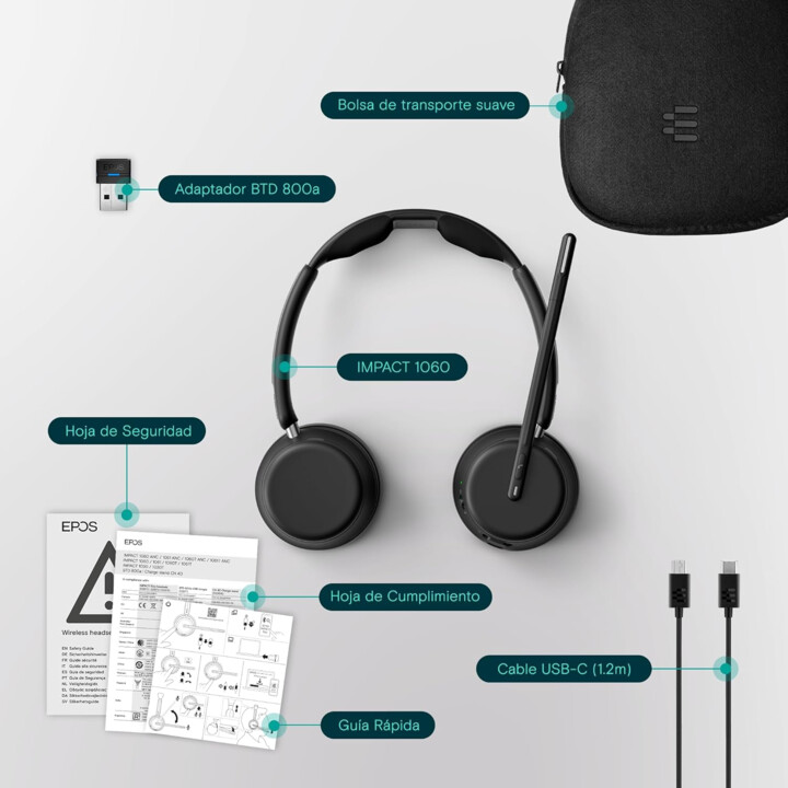 AFFITTO EPOS Impatto 1060 Auricolare Office wireless a doppio orecchio con microfono