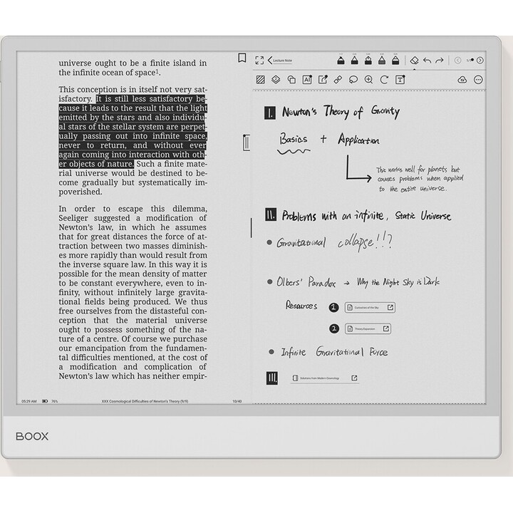 Onyx BOOX Note Max 13.3, A4 sized E-ink Tablet Android 6GB RAM 128GB ROM 300dpi, Gray