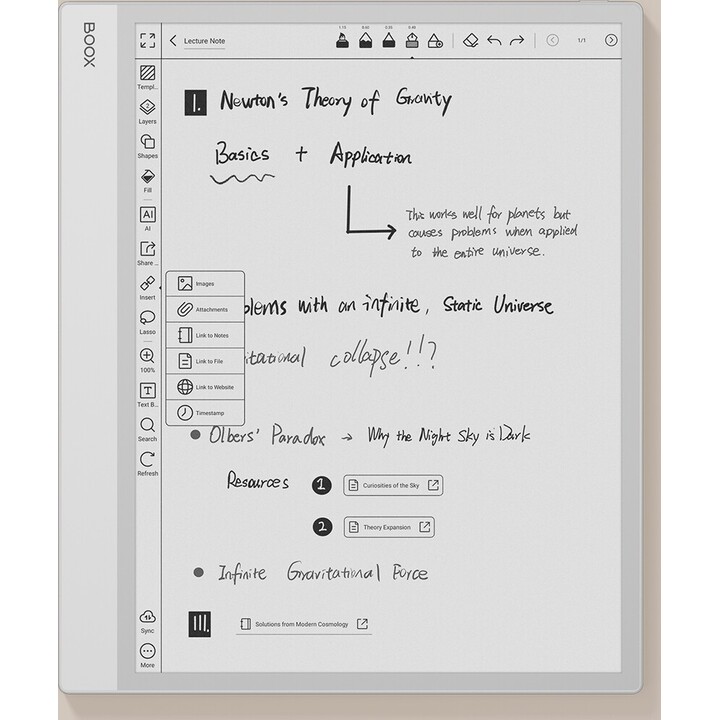Onyx BOOX Note Max 13.3, A4 sized E-ink Tablet Android 6GB RAM 128GB ROM 300dpi, Gray