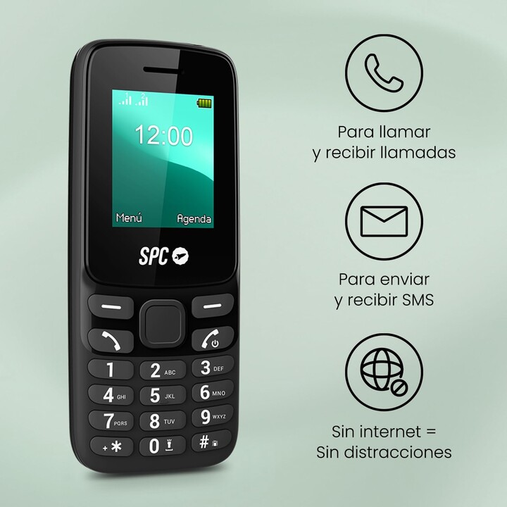 Teléfono Móvil SPC Talk 2 Go para Personas Mayores/ Negro